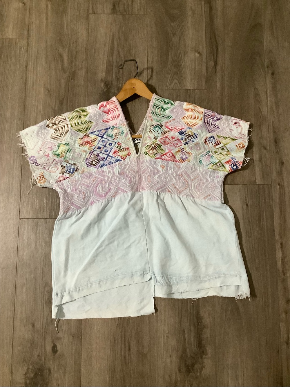 Arloom Huipil Top - Multicolor on Light Blue Textile Tumic Top OS